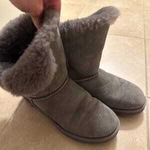 UGG Australia Bailey Button Women's Grey Suede Sheepskin Boot